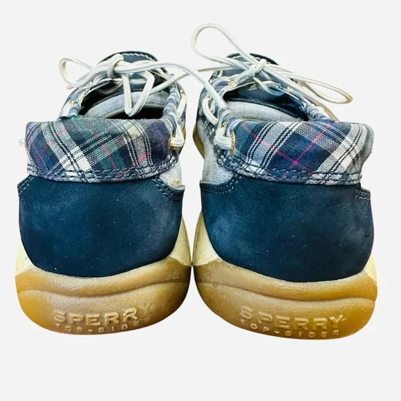 Sperry Topsiders boat shoes in blue and white plaid Size 6.5 - Picture 10 of 11